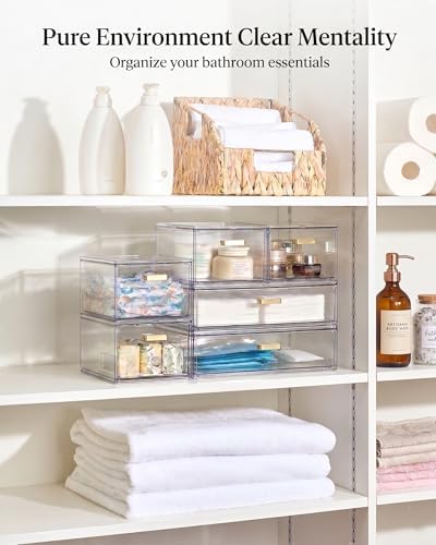 LALOBLUE Stackable Clear Acrylic Drawer Baby Bottle Makeup Organizer 6PC