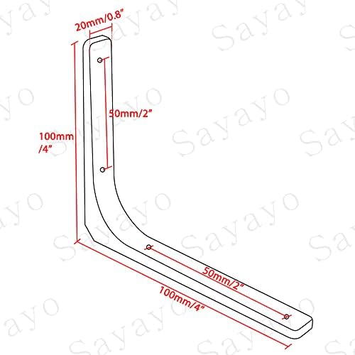 SAYAYO Wall Shelf Bracket Black, 4 Inch Heavy Duty L Bracket for Wood