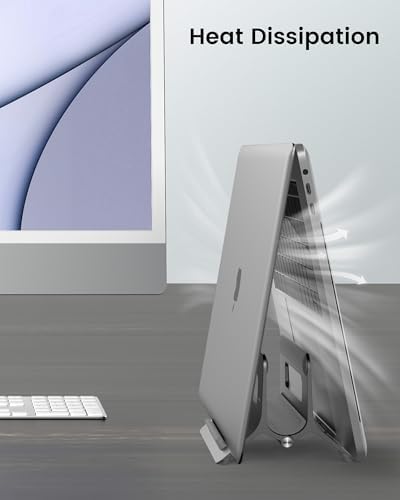 SODI Vertical Laptop Stand for Desk, Gravity Auto Lock MacBook Stand, Aluminum Laptop Holder Vertical Compatible with Ma