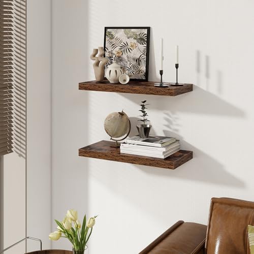 Floating Shelves for Wall, 22.5"W x 8"D Wall Shelf, Rustic Wood Floating Shelf 22.5 Inch Long, Bathroom Shelves Set of 2