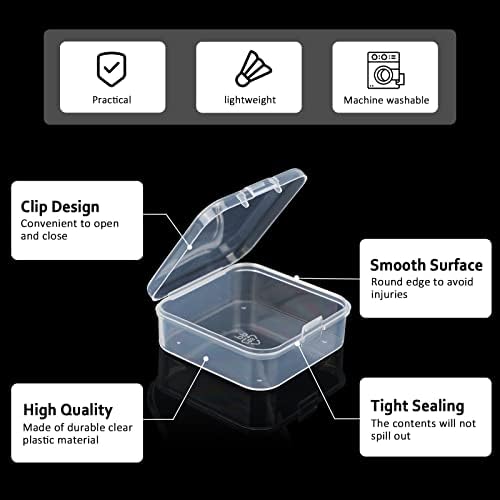 SATINIOR 300 Packs Clear Small Plastic Containers Transparent Storage Box with Hinged Lid in Bulk for Jewelry Hardware C