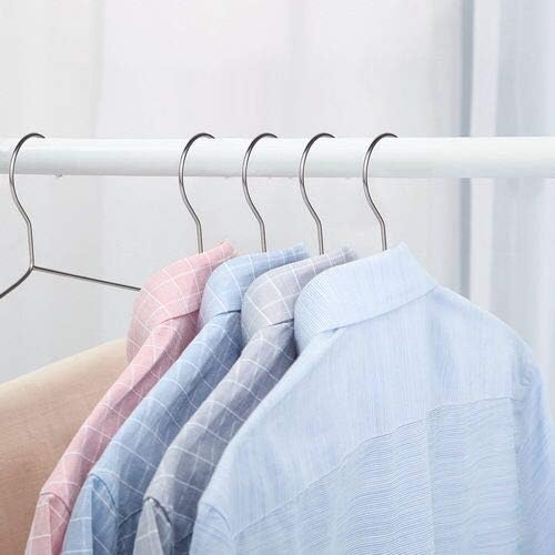 Stainless Steel Clothes Hangers 30 Pack, Space Saving Metal Closet Hangers with Shoulder Grooves, Heavy Duty Rust Resistant Hangers for Tank Tops, Cardigans, Shirts, Coats, Dorm and Outdoor Drying