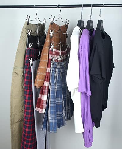 Szxc 2 Pack 4 Tier Skirt Pants Hangers Adjustable Clips Closet Organizer