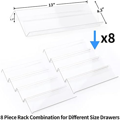 MIUKAA Clear Acrylic Spice Drawer Organizer, 4 Tier- 2 Set Expandable From 13" to 26" Drawer Seasoning Organizer, Kitche