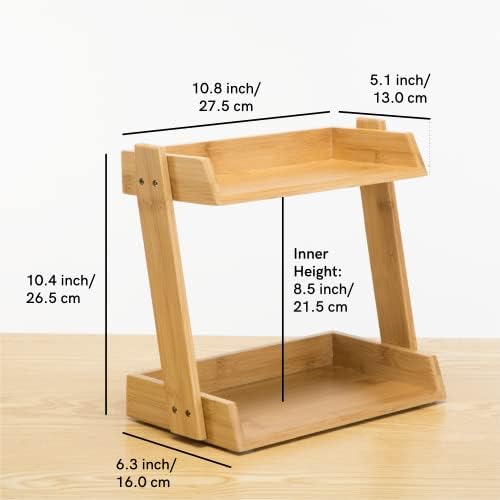 GOBAM Bamboo Makeup & Countertop Organizer, Small - 2 Layer Cosmetics, Lipsticks, Jewelry, Brushes, Hair Accessories & P