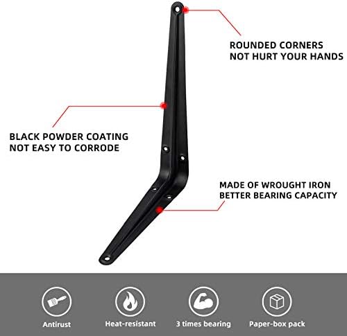 Heavy Duty Shelf Brackets 8 Inch with Screws,20 Pack (Black)