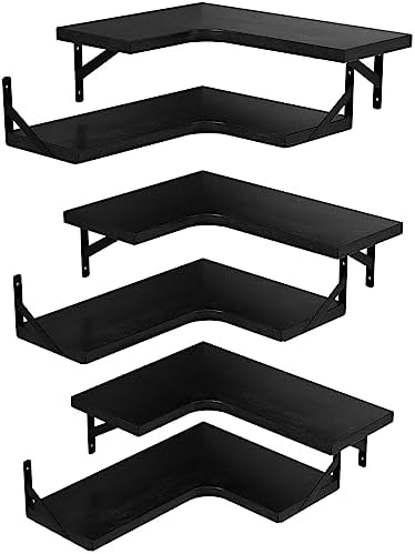 LEOPO Corner Floating Shelves Wall Mounted Set of 6, Corner Wall Shelve