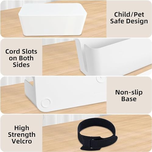 YaeCCC Cable Management Organizer Box Power Strips Hider Power Cords Hider for Desk, TV, Computer, USB Hub,Cords (Set of