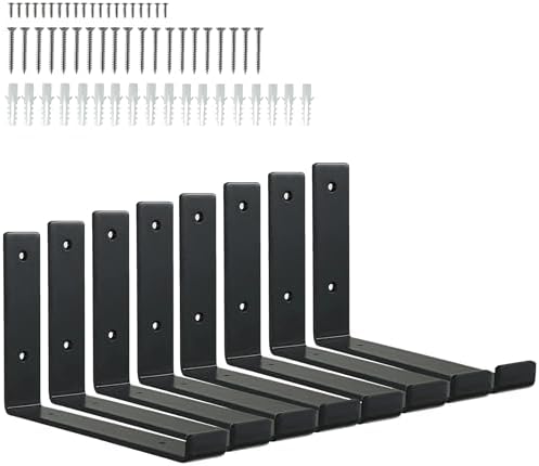 HEART ART Black Shelf Bracket 12 Inch, Shelf Brackets Heavy Duty,L Brackets for Shelves,Floating Shelf Bracket 8 Pack,11