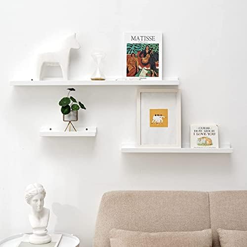 16-Inch White Solid Oak Wood Floating Shelf for Wall Decor