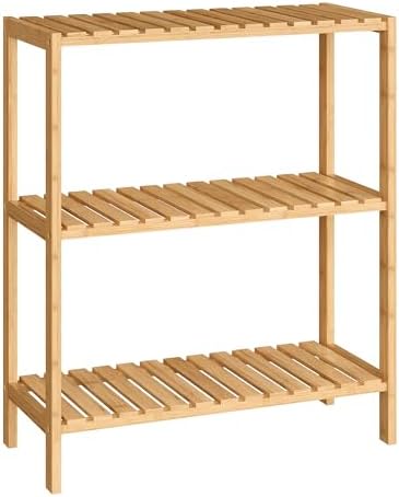 SONGMICS 3-Tier Bamboo Shelf, Freestanding Bathroom Storage Rack