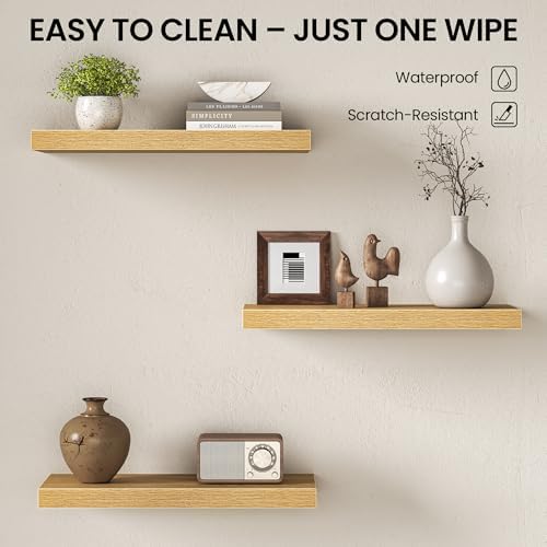 Fun Memories Floating Shelves for Wall 24 Inch, Set of 2 – Wall-Mounted Storage & Display Shelf with Invisible Bracket, 