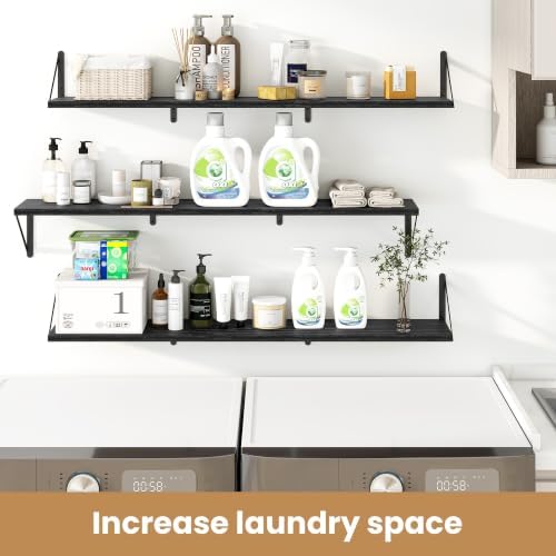 Heimlove Floating Book Shelves for Wall,47.2 Inches Long Wall Mounted Bookshelves,Heavy Duty Bracket Shelves for Living 