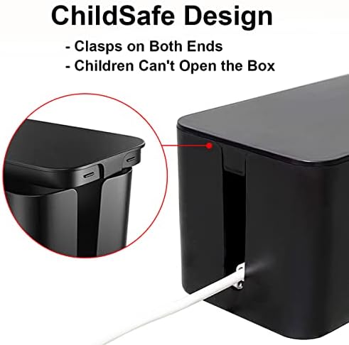 DUNCHATY Cable Management Box 3 Pack - Cord Hider & Power Strip Cover for Desk TV Computer - Child Pet Safe ABS Wire Org