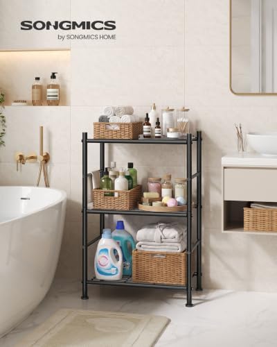 SONGMICS 3-Tier Storage Shelf, Steel Shelving Unit, 11.8 x 15.7 x 30.5 Inch