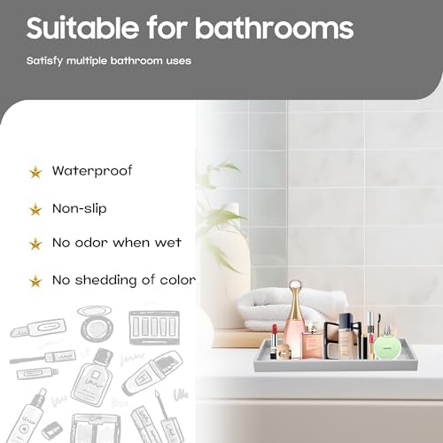 Vanity and Bathroom Tray, 11.8" ABS Countertop Organizer,Waterproof Vanity Tray for Toilet Tank,Perfume,Soap,Keys,Bathro