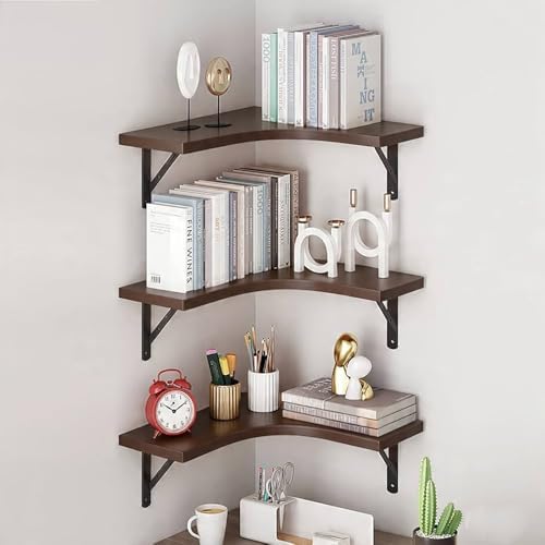 Wooden Wall Shelves | Corner Wall Shelf | Book Shelf for Wall | Floating Wall Mounted Shelfs 5 Tier for Home Decoration 