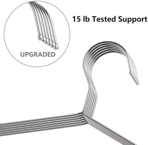Stainless Steel Metal Hangers, 50 Pack, 16.5 Inch, 15 lb Capacity