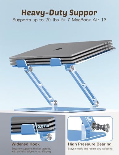 Aoviho Laptop Stand for Desk, Adjustable Foldable Aluminum Laptop Riser for 10–17.3 Inch Laptops – Sturdy Ergonomic Comp