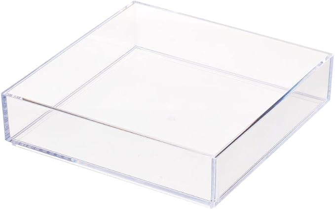 iDesign Clarity Collection Countertop Vanity Tray, 8" x 8" x 2", Clear | Organizer for Bathroom, Bedroom