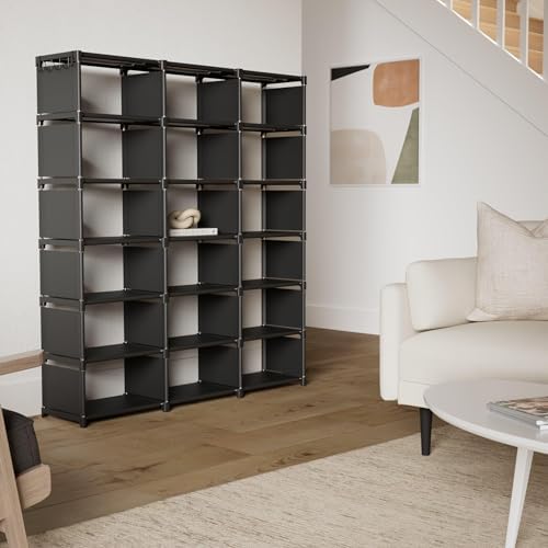 Mavivegue Bookcase, 18-Cube Extra Large Book Shelf, DIY Cube Storage Organizer for Bedroom, Living Room, Home Office - B