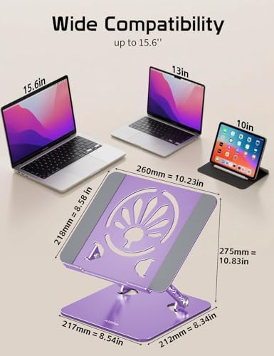 Adjustable Aluminum Laptop Stand for Desk,Ergonomic Riser, Purple