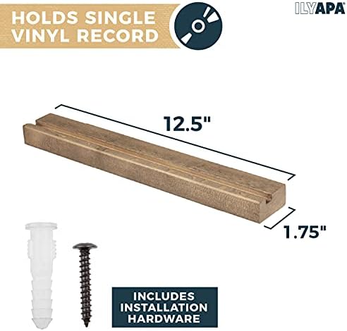Ilyapa Vinyl Wall Mount Floating Record Shelves- 8 Pack, Barnwood Wood