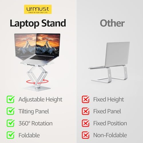 Urmust 360° Rotating Laptop Stand for Desk fit 10-17" Device