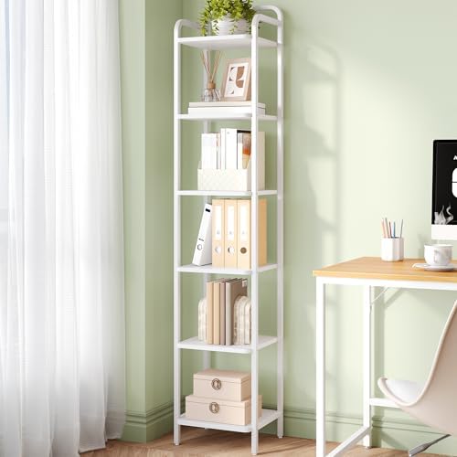 Hzuaneri Bookcase Bookshelf, Narrow Book Shelf, Industrial Corner Shelf