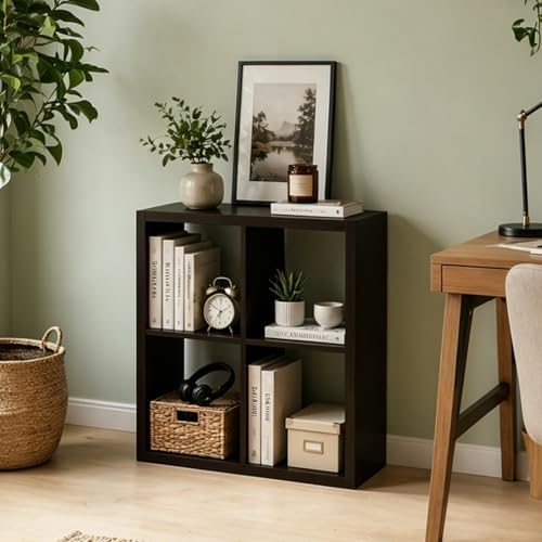 4 Cube Storage Organizer Shelf, Chocolate Color, 13in