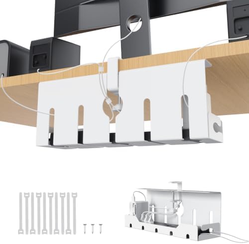 KEEGH Under Desk Cable Management Tray 16 in, Cable Organizer Tray, White