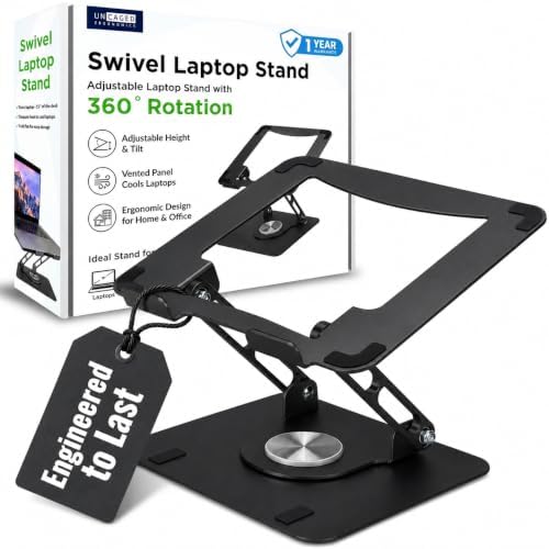 Uncaged Ergonomics Laptop Stand for Desk Riser/360° Swivel (Black)