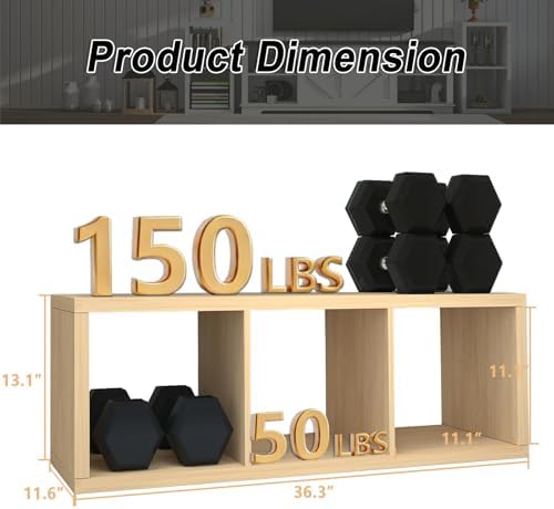 CTESNE【2026 Wooden Thick Frame 3 Cube Storage Organizer Shelf with Anti-Tipping Kits + Reversible Open Back Bookcase, Ho