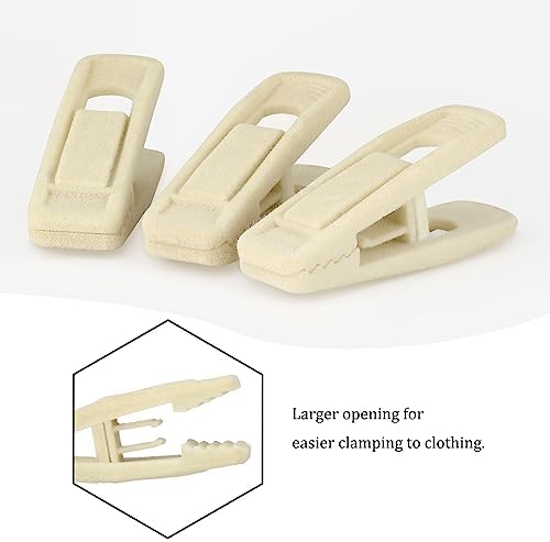 Tinfol Velvet Hanger Clips, 24 Pack Beige Pants Velvet Clips, Premium Large Opening Clothes Pin, Strong Finger Flocked Clip Perfect for Use with Slim-line Clothes Hangers