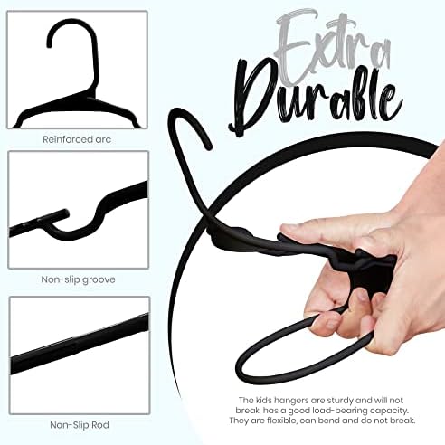 Utopia Home Kids Hangers 60 Pack – 11.5 Inch Baby Closet Hangers Black