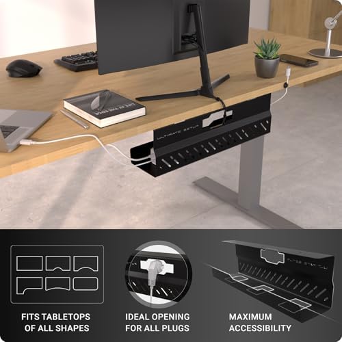 Under Desk Cable Management Tray no Drill – Wire Management - Cord Organizer – Huge Load Capacity – Under Desk Cable Tra