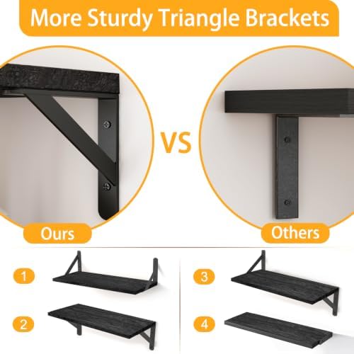 YGEOMER 4 Different Sizes Floating Shelves for Wall Home Decor, Black