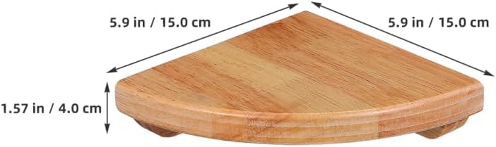 2pcs Fan-Shaped Corner Shelf 6-Inch Rubberwood Wall Mounted Floating Storage Rack for Bathroom Bedroom Kitchen Organizat