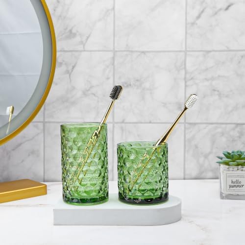 DASITON Glass Makeup Brush Holder, Bathroom Toothbrush Holders, Desk Pen Pencil Holder, Vintage Makeup Brush Cup, Multif