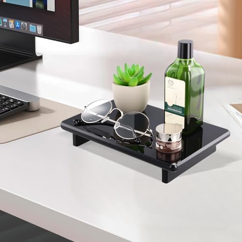 Black Acrylic Bathroom Vanity Tray Countertop Organizer, 9"x5.9"x1.5"