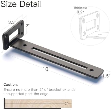LEOPO 10 Inch 4 Pack Openwork T Shelf Brackets for DIY Floating Shelf