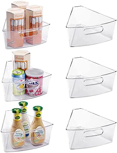 Oubonun Lazy Susan Cabinet Organizer Bins for Kitchen 6 Pack, 1/8 Wedge