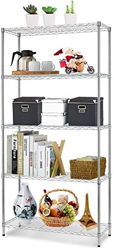 Dkeli 5-Tier Adjustable Heavy Duty Metal Storage Shelves, 250 Capacity Per Shelf, 36" X 14" X 72" Wire Shelving Unit Rac