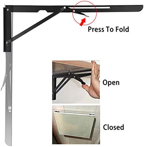 Sumnacon 2 Pcs 20 Inch Sturdy Folding Shelf Brackets - Heavy Duty Triangle Table Bench Folding Shelf Brackets, Wall Moun