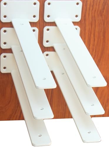 6 Pack - 12 inch White Hidden L Shelf Bracket (1/5 Inch Thicked) Iron Floating Shelf Brackets Rustic Industrial Metal Br