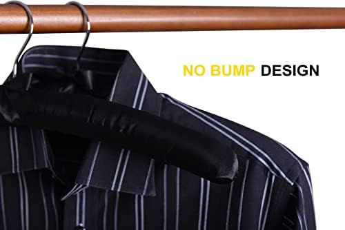 Amber Home 5 Pack Large Black Satin Padded Hangers for Women Clothing 17"
