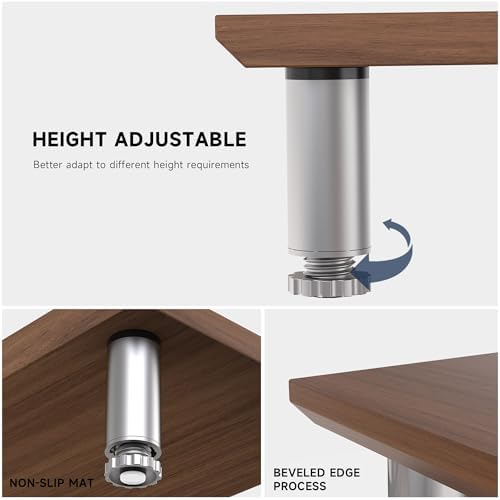 Fenge 39.4” Dual Monitor Stand with Height Adjustable Legs, Brown