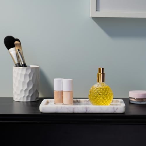 Cork & Mill Marble Tray for Bathroom Vanity, White, Small 8.75 x 5 Inch