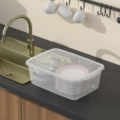 12 Packs 14 Quart Plastic Clear Storage Bins, Plastic Storage Boxes with Lids