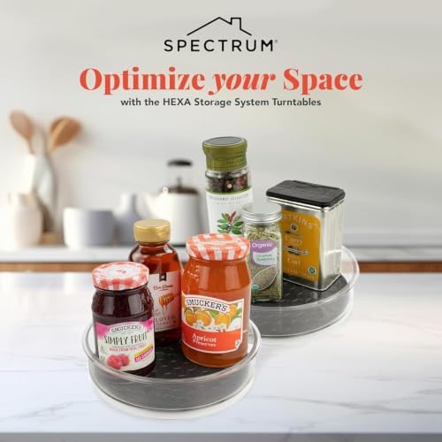 Spectrum Small Lazy Susan Organizer 7in for Cabinets Refrigerator Pantry Table Pack of 2, Rotating Storage Spice Rack Tu
